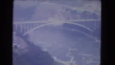 Niagra Falls New York (1964): Overhead Video Shot Of Landscapes Including A Bridge