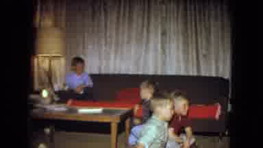 Niagra Falls USA (1964): Many Blonde Kids Talking And Watching Tv In Large Family