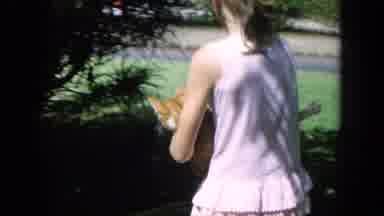 Oahi Hawaii (1964): Two Little Girls Play With Cats Around Trees And A Roadway
