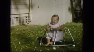Oahi Hawaii (1964): Baby In Walker Jumping And Crying For Attention On Yard
