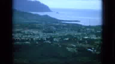 Oahi Hawaii (1964): Panoramic View Of Lush Green Island And Blue Ocean Waters