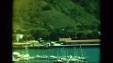 Saint Thomas (1964): Old Gritty Video Recording Of A Dock With Many Boats
