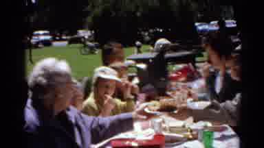Toledo Ohio (1964): The Family Members Are Eating In The Garden Very Happily
