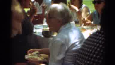 Toledo Ohio (1964): People Eating Hamburgers At Outdoor Backyard Picnic On Sunny