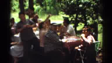 Toledo Ohio (1964): Family Having A Picnic Eating Waving Boy Drinking Table With