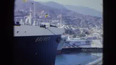 VENEZULA-1964: The Ship Bremen Docked At A Mountainous Coastal Port