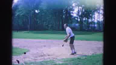 Williamsburg Virginia USA (1964): A Man And Boy Playing Baseball
