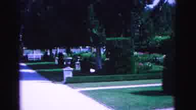Williamsburg Virginia USA (1964): Panning Across Old Fashioned Garden Marble Path
