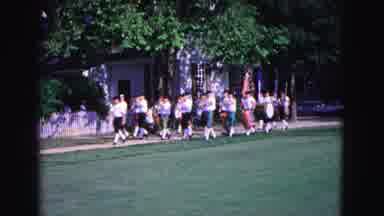 Williamsburg Virginia USA (1964): Band Marching Down Road