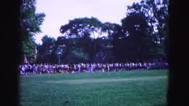 Williamsburg Virginia USA (1964): Crowd Travels Down The Sidewalk In Line Together