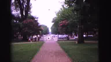 Williamsburg Virginia USA (1964): White Car Driving With Brick Path Leading To