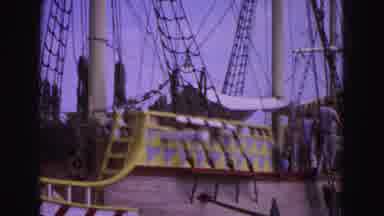 Williamsburg Virginia USA (1964): A Large Ship And A Quick Flick Of People Walking