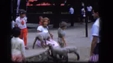 Concord New Hampshire (1965): Lady Sitting With Three Lambs Little Kids Around Her