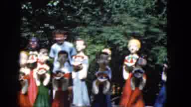 Concord New Hampshire (1965): Two Boys Stand Among Human Statues Lined Up In Front