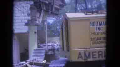 Louisville Kentucky USA (1965): House Demolished By A Yellow Excavator With Trees