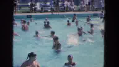 Manchester New Hampshire (1965): Large Crowd Of People Splashing And Swimming In A