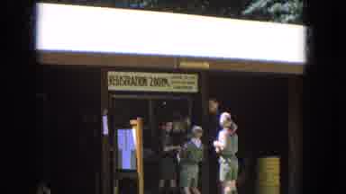 Manchester New Hampshire (1965): Kids And An Adult From Scout Camp In Front Of A