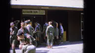 Manchester New Hampshire (1965): A Group Of Boys Hanging Around Outside A Small