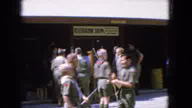 Manchester New Hampshire (1965): Boy Scouts Hold On To Their Fishing Rods In