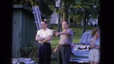 Manchester New Hampshire (1965): Two Couples Talk Animatedly In The Outside Area