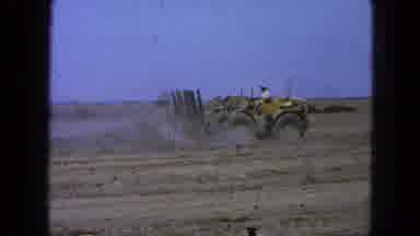 Pueblo Mexico (1965): Farmer Clearing Fields With A Plow On A Windy Day With Blue