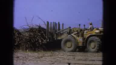 Pueblo Mexico (1965): Front End Loader Moves Lumber