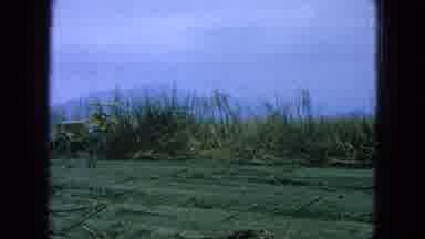 Pueblo Mexico (1965): Person On A Tractor Cutting Grassland In Front Of Workers