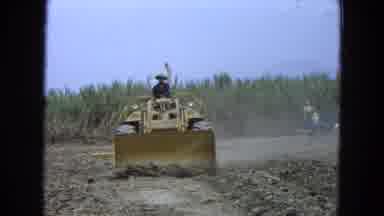 Pueblo Mexico (1965): A Bulldozer Going Through An Empty Field Pushing Sticks And