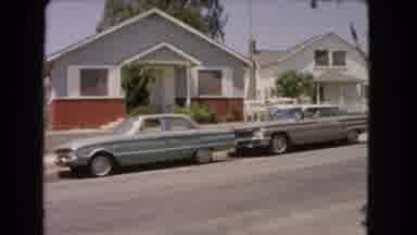 Barstow California USA (1966): Driving In The Neighborhood With Old Vintage Cars