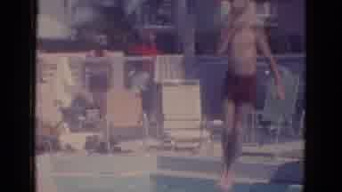 Busche Gardens Florida (1966): Boy Plugs Nose And Walks Into Pool