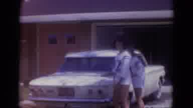 Busche Gardens Florida (1966): Mother And Daughter Washing An Antique Car In The