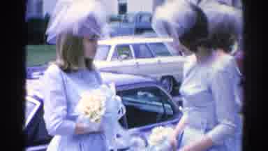Danville Illinois (1966): Two Women Dressed In Cornflower Blue And Veils Are
