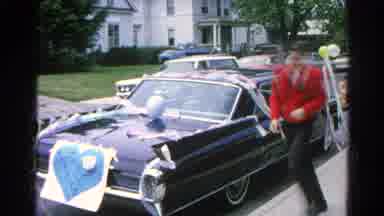 Danville Illinois (1966): People Gathered Outside By A Decorated Car After A