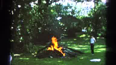 Danville Illinois (1966): Footage Of A Large Bonfire In A Back Garden And People