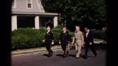 Hagerstown Maryland USA (1966): Marching Band And Army Officers March Down The