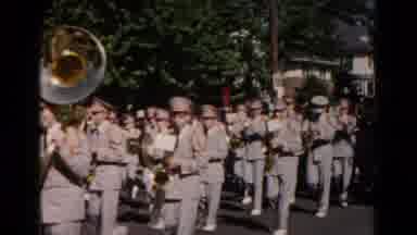 Hagerstown Maryland USA (1966): Marching Band Playing Music In A Parade