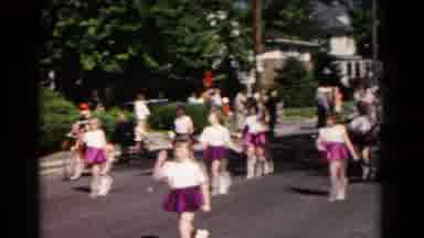 Hagerstown Maryland USA (1966): Little Girls March Down The Street Twirling Batons