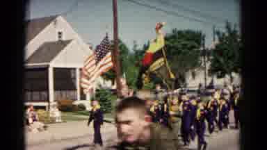 Hagerstown Maryland USA (1966): Group Of Boy Or Cub Scouts Marching In An Outdoor