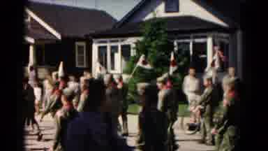 Hagerstown Maryland USA (1966): Woman Lead A March Together In Form Of Military