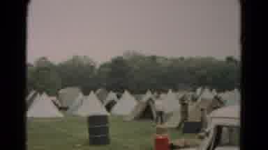 Hagerstown Maryland USA (1966): A Tent Town In The Green Grass With Many Men