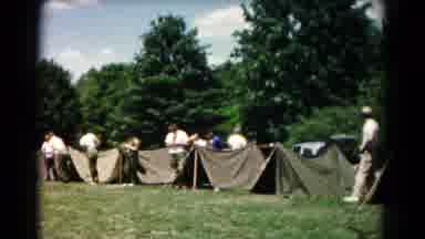 Hagerstown Maryland USA (1966): People Constructing Tents In Countryside During