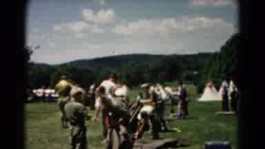 Hagerstown Maryland USA (1966): Boys In Green Uniforms Either Setting Up Or Taking