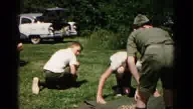 Hagerstown Maryland USA (1966): A Couple Of Boy Scouts Get A Tent Ready For