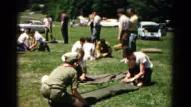 Hagerstown Maryland USA (1966): Scouts Are Training To Set Up Camp