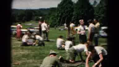 Hagerstown Maryland USA (1966): Boy Scouts Rolling Up Sleeping Bags