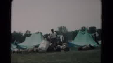 Hagerstown Maryland USA (1966): Campground With Tents And Man Unpacking Supplies