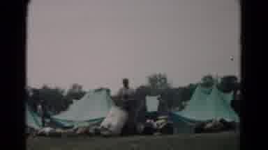 Hagerstown Maryland USA (1966): People Preparing A Camping Site By Eating And