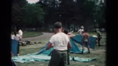 Hagerstown Maryland USA (1966): Boy Scouts Tent Young Men Cars Learning Grass Car