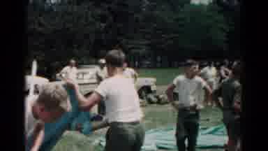 Hagerstown Maryland USA (1966): Boy Scouts Set Up Tents And Equipment In A Field