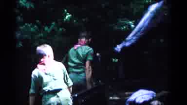 Hagerstown Maryland USA (1966): Boy Scouts Carry Suitcase Through The Forest By A